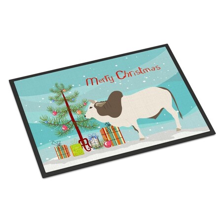 Carolines Treasures Malvi Cow Christmas Indoor or Outdoor Mat - 18 x 27 in. BB9197MAT